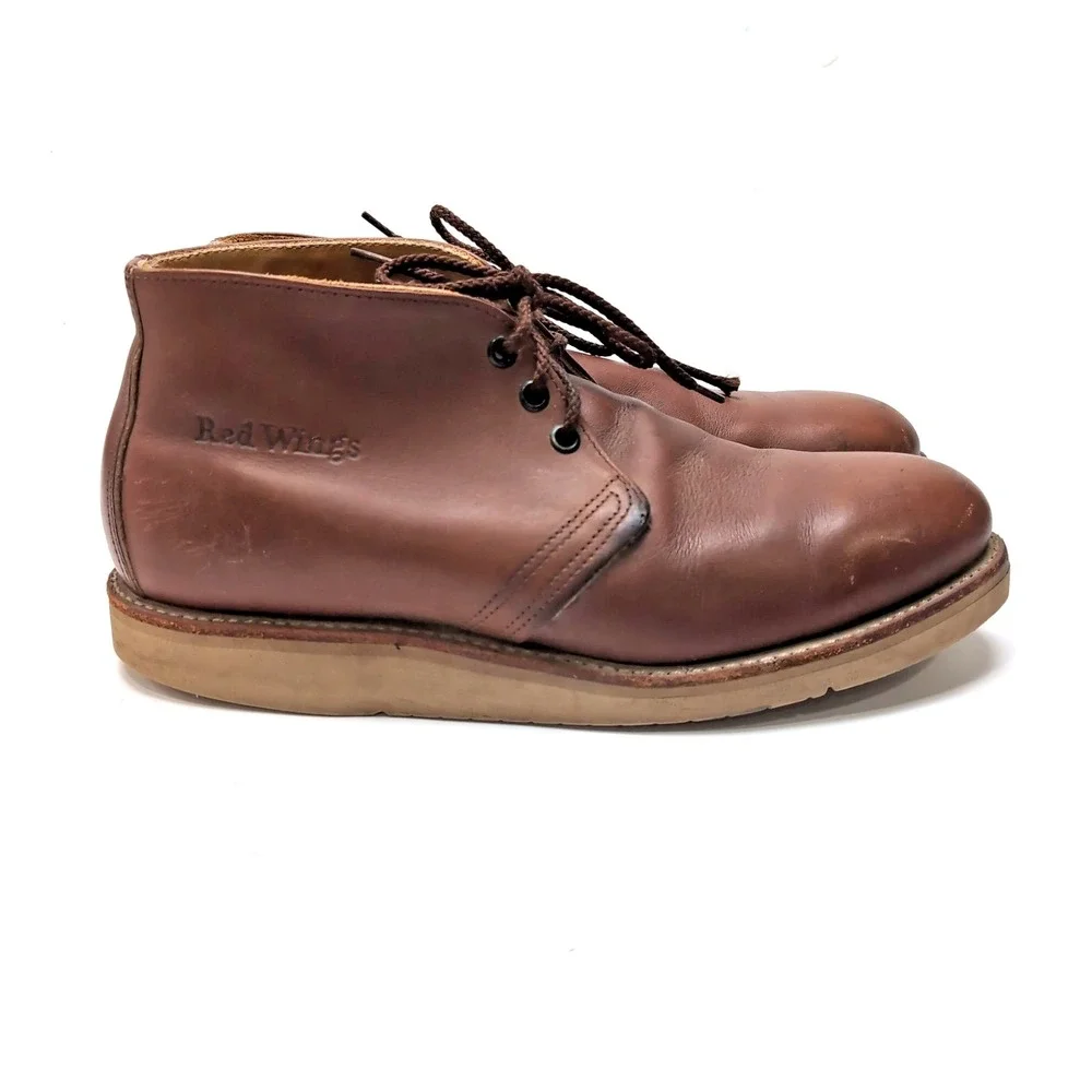 Vtg Y2K Red Wing Chukka Desert Work Boots Mens Size 10 D Brown Made in USA Flaws